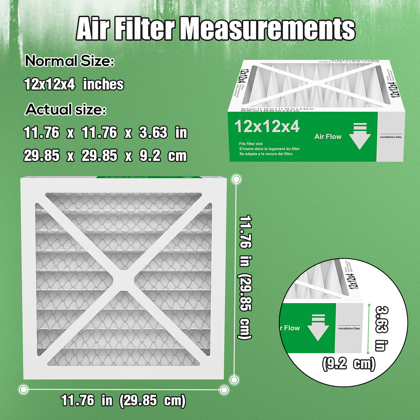 2 Pack of 12x12x4 Air Filter