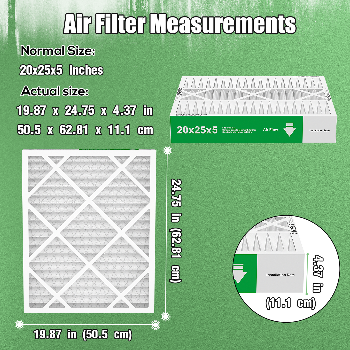 2 Pack of 20x25x5 Air Filter