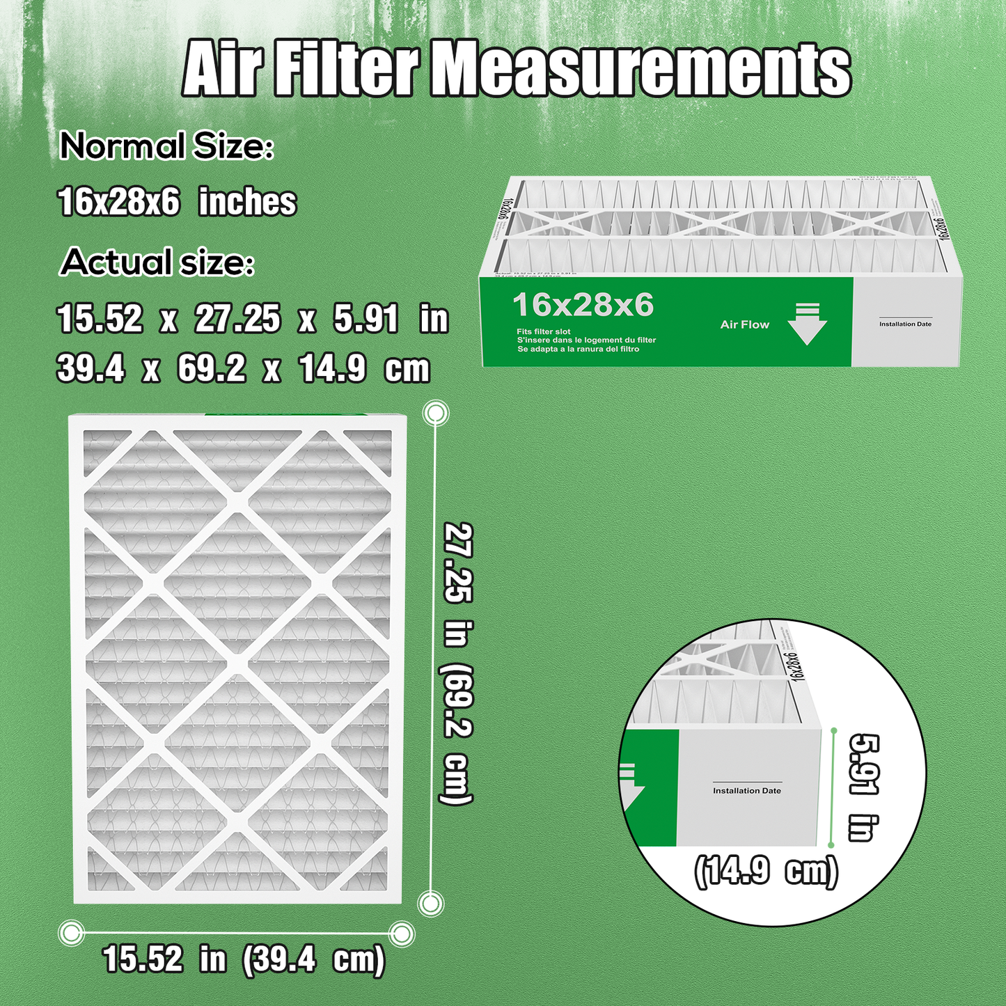 2 Pack of 16x28x6  Air Filter