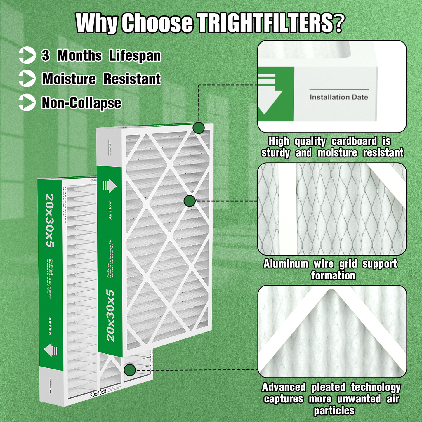 2 Pack of 20x30x5  Air Filter