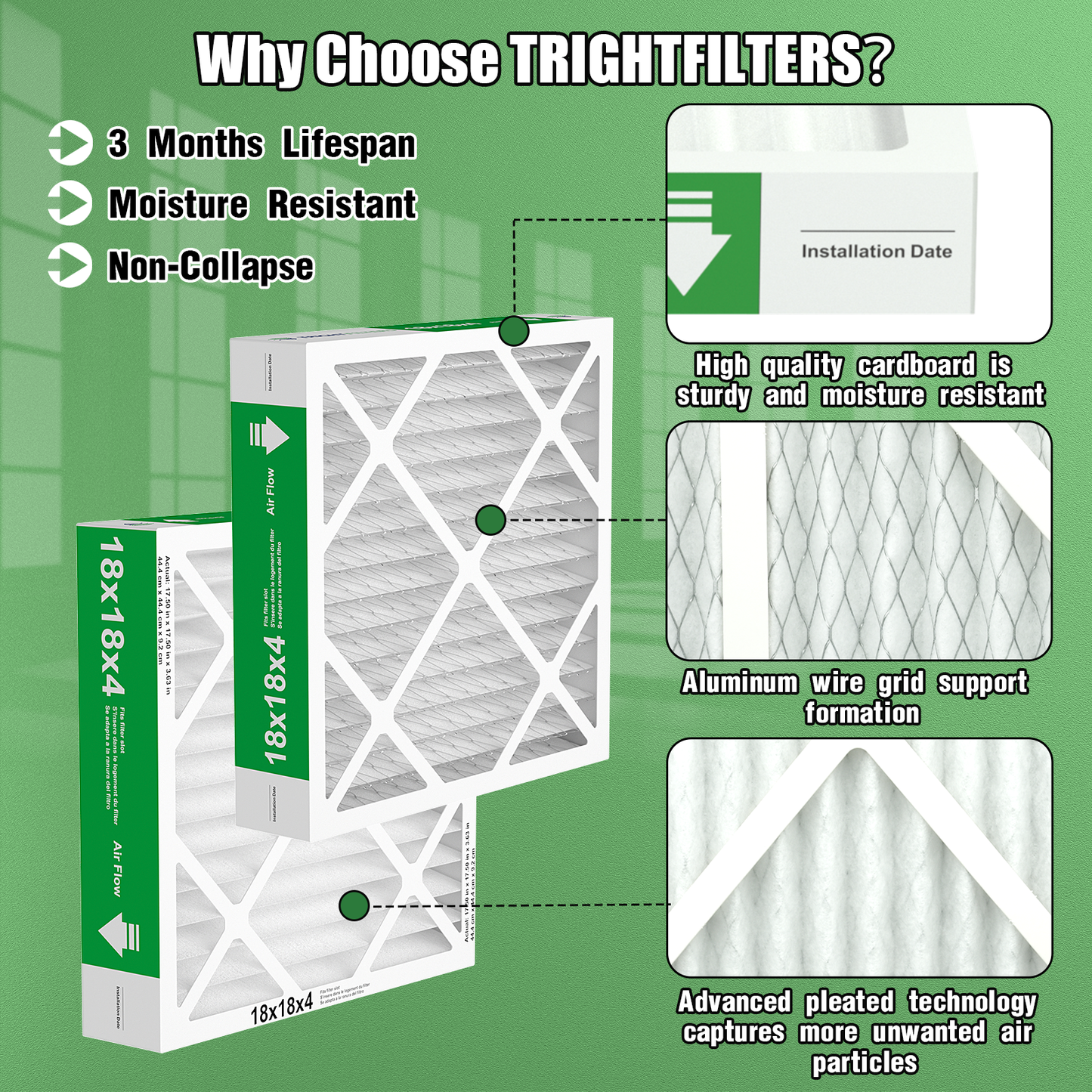 2 Pack of 18x18x4 Air Filter