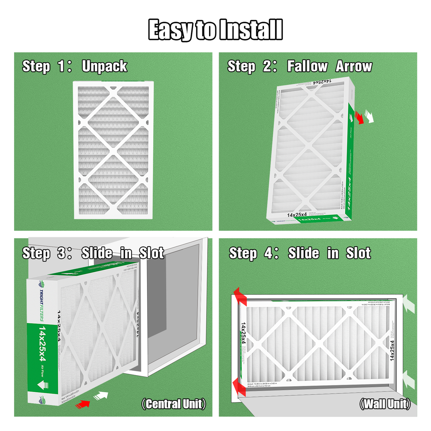 2 Pack of 14x25x4 Air Filter
