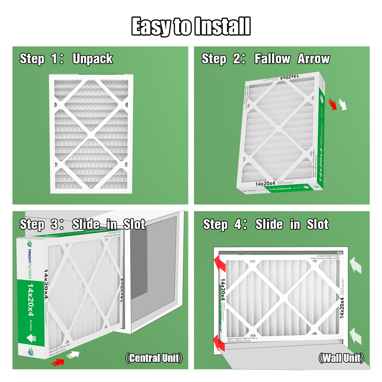 2 Pack of 14x20x4 Air Filter