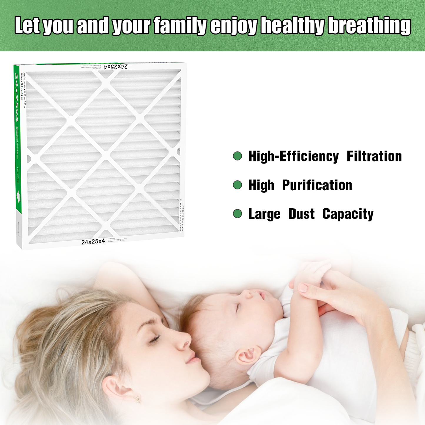 2 Pack of 24x25x4 Air Filter