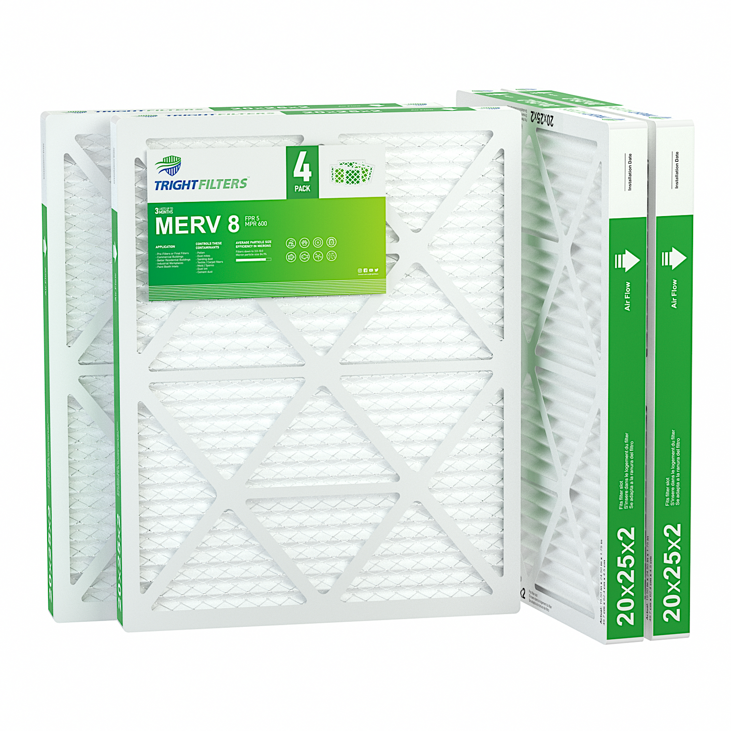 4 Pack of 20x25x2 Air Filter