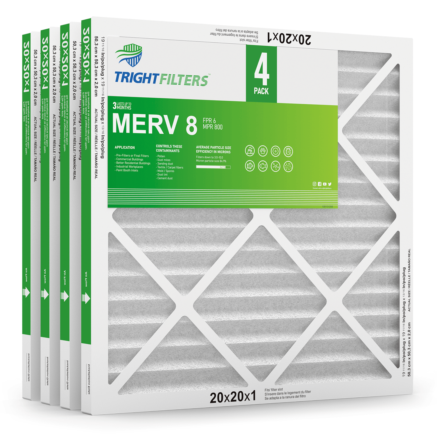 20x20x1 MERV-8 Air Filter (4-Pack)