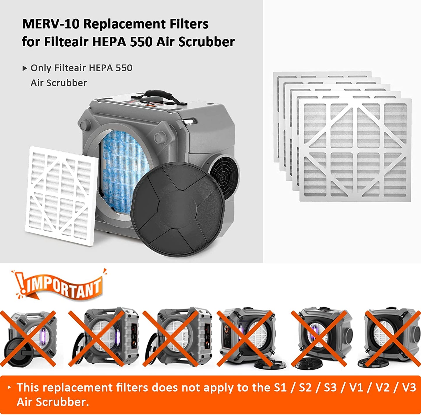 Abestorm MERV-10 Filter 5 Pack for Filterair HEPA 550