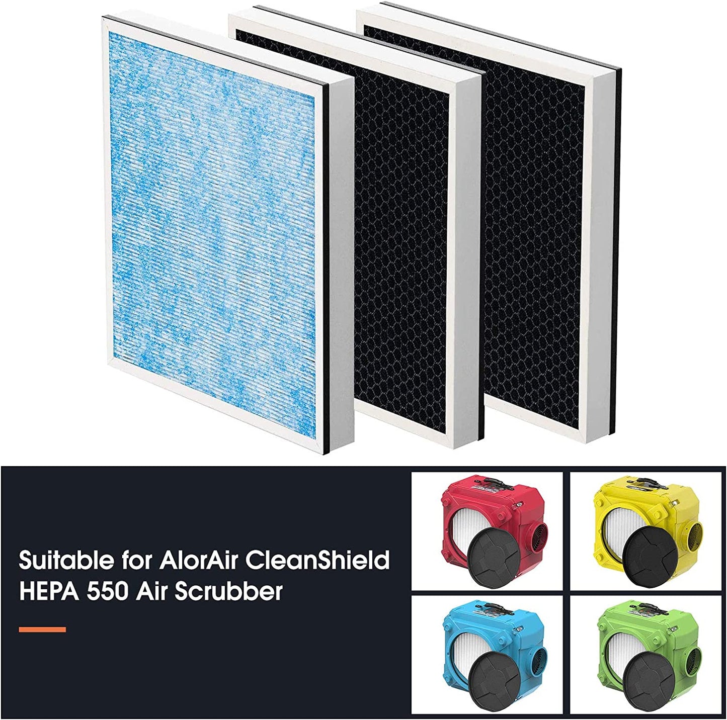 AlorAir® HEPA/Activated Carbon Filter 3 Pack for CleanShield HEPA 550